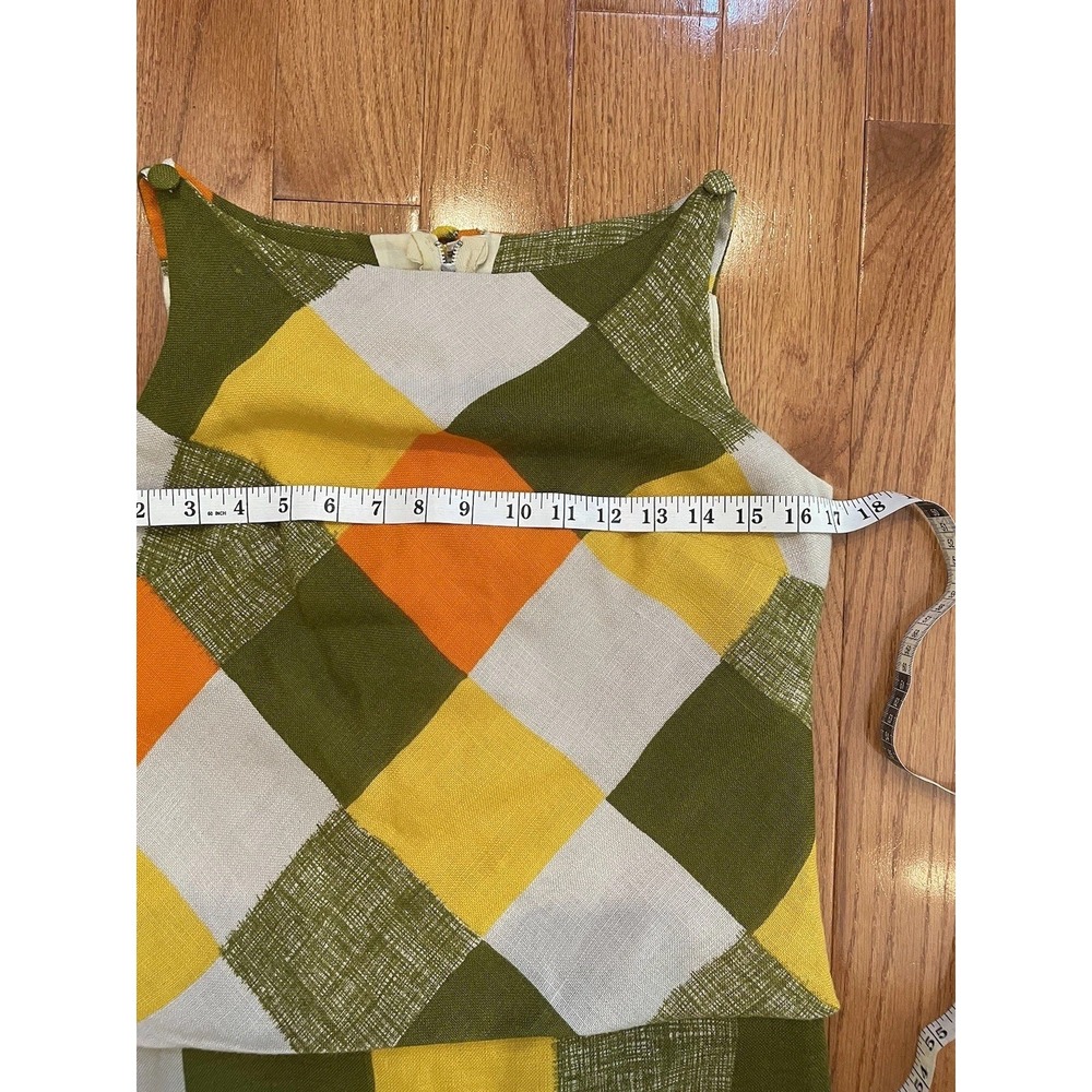 Vintage‎ 1960's Pixie Mod Shift Dress Bold Check Plaid Sleeveless Gogo Women's 7 - Picture 6 of 16
